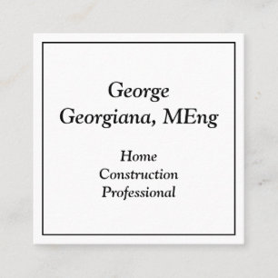 Plain Home Construction Professional Profile Card Vierkante Visitekaartje