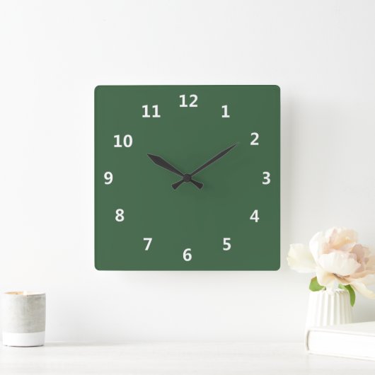 Plain Hunter Green Vierkante Klok (Huis)