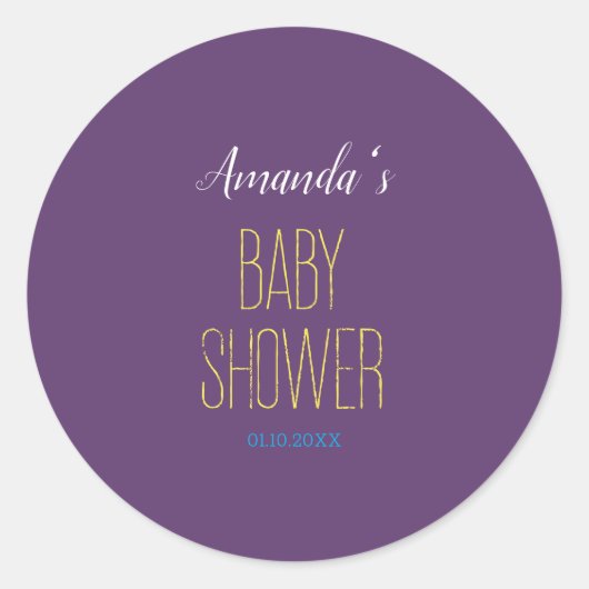 Plain Indigo Yellow Modern Minimalistisch Baby sho Ronde Sticker (Voorkant)