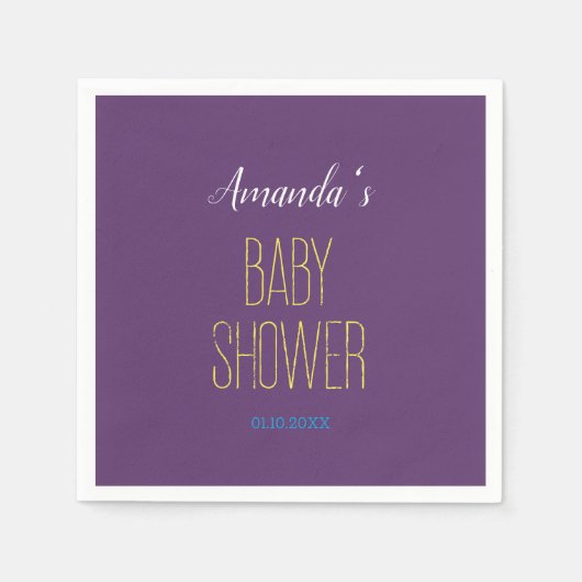 Plain Indigo Yellow Modern Minimalistisch Baby sho Servet (Voorkant)