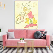 Plain-kaart Britse eilanden Canvas Afdruk (Insitu (Woonkamer))
