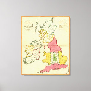Plain-kaart Britse eilanden Canvas Afdruk