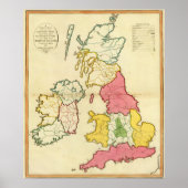 Plain-kaart Britse eilanden Poster (Voorkant)