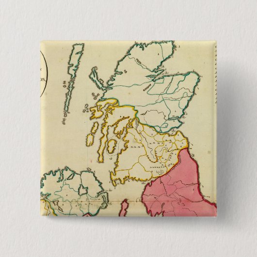 Plain-kaart Britse eilanden Vierkante Button 5,1 Cm (Voorkant)