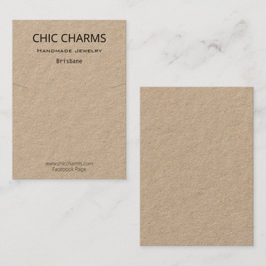 Plain Kraft Ketting Charm Hanger Holder Display Visitekaartje (Voorkant / Achterkant)