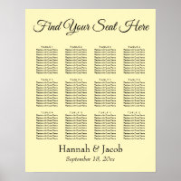 Plain Light Yellow Wedding Reception Sezing Chart