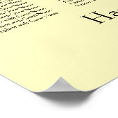 Plain Light Yellow Wedding Reception Sezing Chart Poster (Hoek)