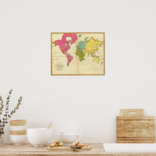 Plain map World Poster (Keuken)