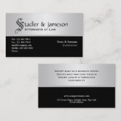 Plain masculine monogram zilverzwart visitekaartje (Voorkant / Achterkant)