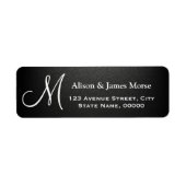 Plain Matte Black met White Font Monogram Weddensc Etiket (Voorkant)