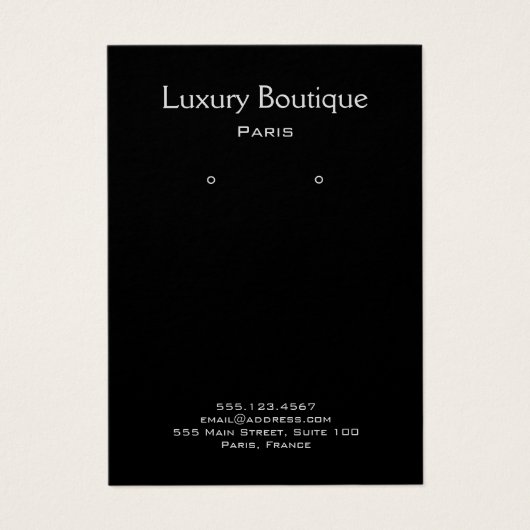 Plain Minimal Black Jewelry Earring Display Visitekaartje (Voorkant)