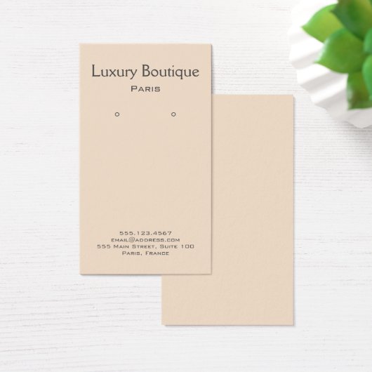 Plain Minimal Cream Jewelry Earring Display Visitekaartje (Bureau)