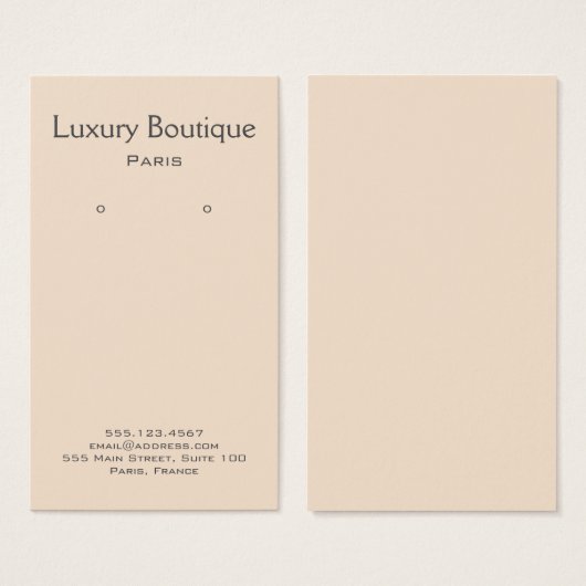 Plain Minimal Cream Jewelry Earring Display Visitekaartje (Voorkant /achterkant)