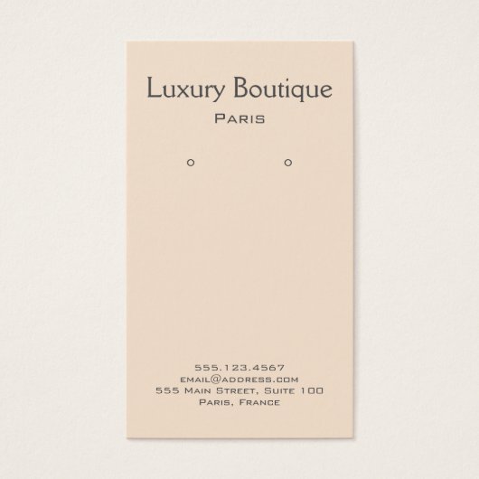 Plain Minimal Cream Jewelry Earring Display Visitekaartje (Voorkant)