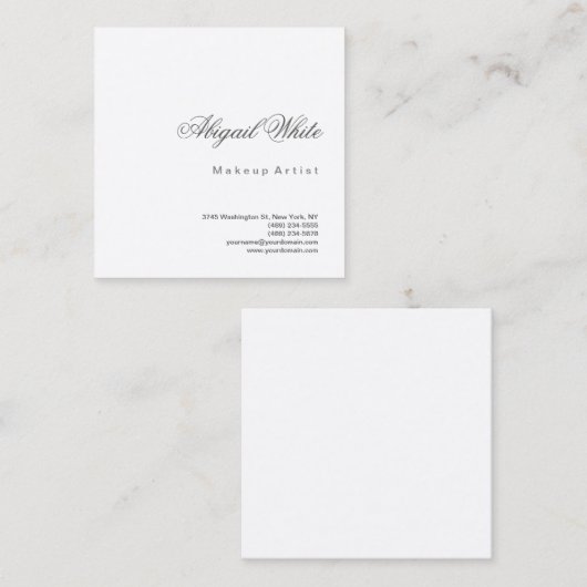 Plain Minimalist Modern Simple Make-up Artist Vierkante Visitekaartje (Voorkant / Achterkant)