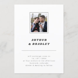 Plain Minimalist Photo Wedding Kaart
