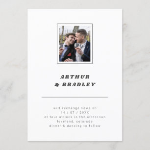 Plain Minimalist Photo Wedding Kaart