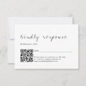 Plain Minimalist Script QR Code Wedding RSVP Kaartje (Voorkant)
