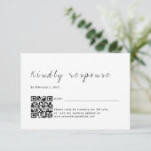 Plain Minimalist Script QR Code Wedding RSVP Kaartje (Staand voorkant)