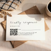 Plain Minimalist Script QR Code Wedding RSVP Kaartje