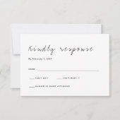 Plain Minimalist Script Wedding RSVP Kaartje (Voorkant)