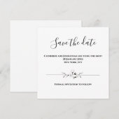 Plain minimalist zwart wit save the date floral kaart (Voorkant / Achterkant)