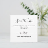 Plain minimalist zwart wit save the date floral kaart (Staand voorkant)