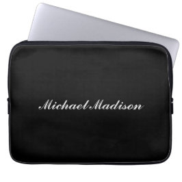 Plain minimalistische moderne kalligrafie zwarte k laptop sleeve