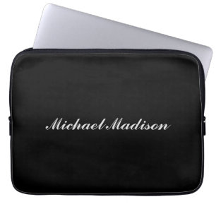 Plain minimalistische moderne kalligrafie zwarte k laptop sleeve