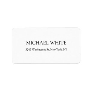 Plain Modern Black & White Minimalist Etiket