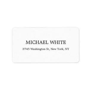 Plain Modern Black & White Minimalist Etiket