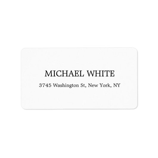 Plain Modern Black & White Minimalist Etiket (Voorkant)