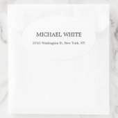 Plain Modern Black & White Minimalist Ovale Sticker (Tas)