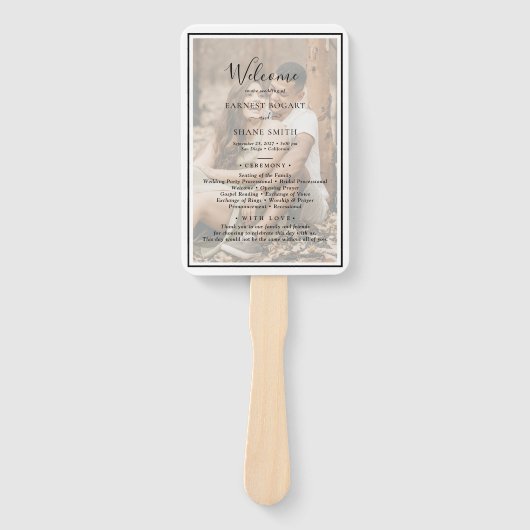 Plain Modern Elegant Lijst Photo Wedding Program Handwaaier (Voorkant)