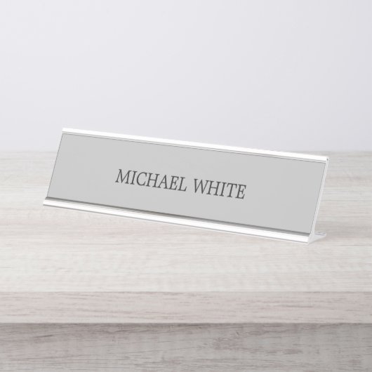 Plain Modern Gray minimalist Bureau Naambordje (Voorkant)