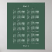 Plain Modern Greenery Wedding Seating Chart Poster (Voorkant)