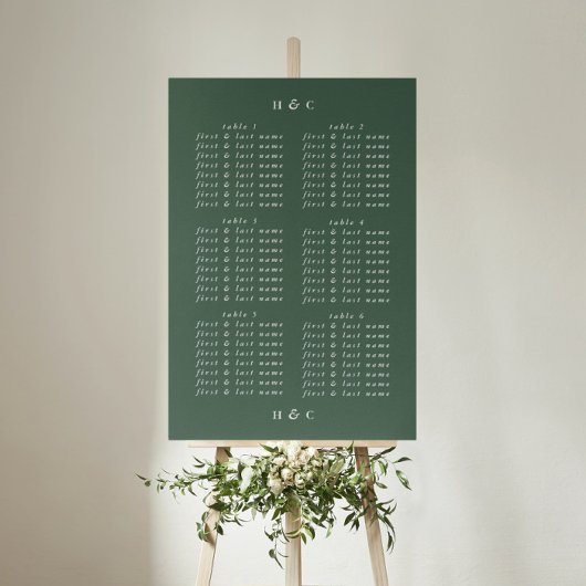 Plain Modern Greenery Wedding Seating Chart Poster