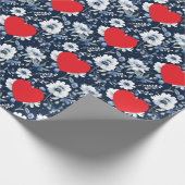 Plain Modern Love Heart & Flowers Cadeaupapier (Hoek)