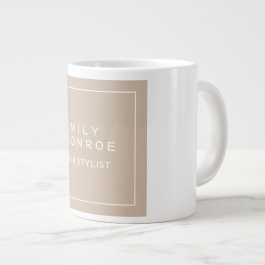 Plain Modern Minimalist Jouw naam Pastel Kleur Grote Koffiekop (Voorkant rechts)