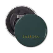 Plain Modern Minimalist Own Name Dusty Green Button Flesopener (Voorkant)