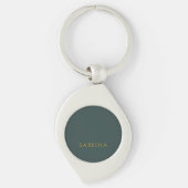 Plain Modern Minimalist Own Name Dusty Green Sleutelhanger (Voorkant)