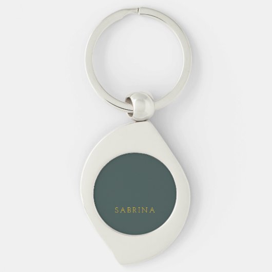 Plain Modern Minimalist Own Name Dusty Green Sleutelhanger (Voorkant)
