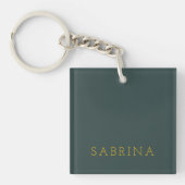 Plain Modern Minimalist Own Name Dusty Green Sleutelhanger (voorkant)