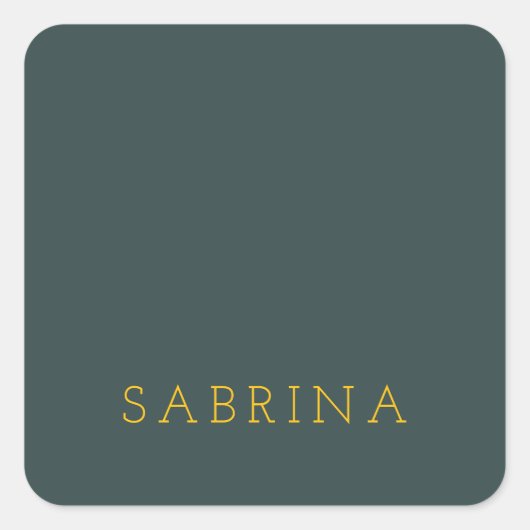 Plain Modern Minimalist Own Name Dusty Green Vierkante Sticker (Voorkant)
