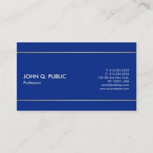 Plain Modern Professioneel Elegant Blauw Ontwerp Visitekaartje (Voorkant)