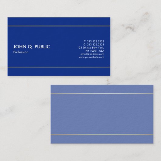 Plain Modern Professioneel Elegant Blauw Ontwerp Visitekaartje (Voorkant / Achterkant)