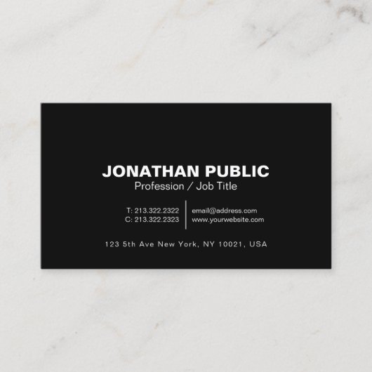 Plain Modern Professioneel Elegant Zwart Wit Visitekaartje (Voorkant)