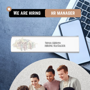 Plain Modern White Hiring Manager Desk Naam Bord Bureau Naambordje