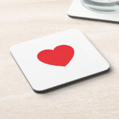 Plain Modern White Red Love Heart Graphic Bier Onderzetter (Linkerzijde)