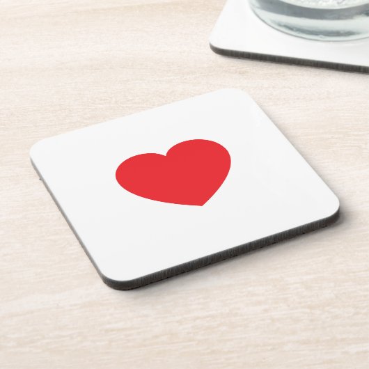 Plain Modern White Red Love Heart Graphic Bier Onderzetter (Linkerzijde)
